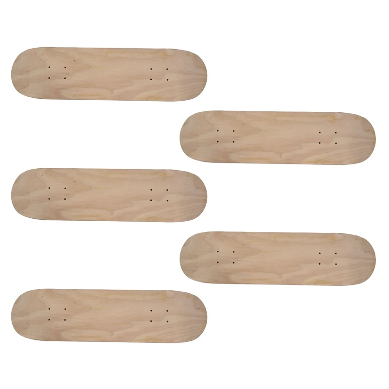 NEW-5X 8Inch 8-Layer Maple Blank Double Concave Skateboards Natural Skate Deck Board Skateboards Deck Wood Maple