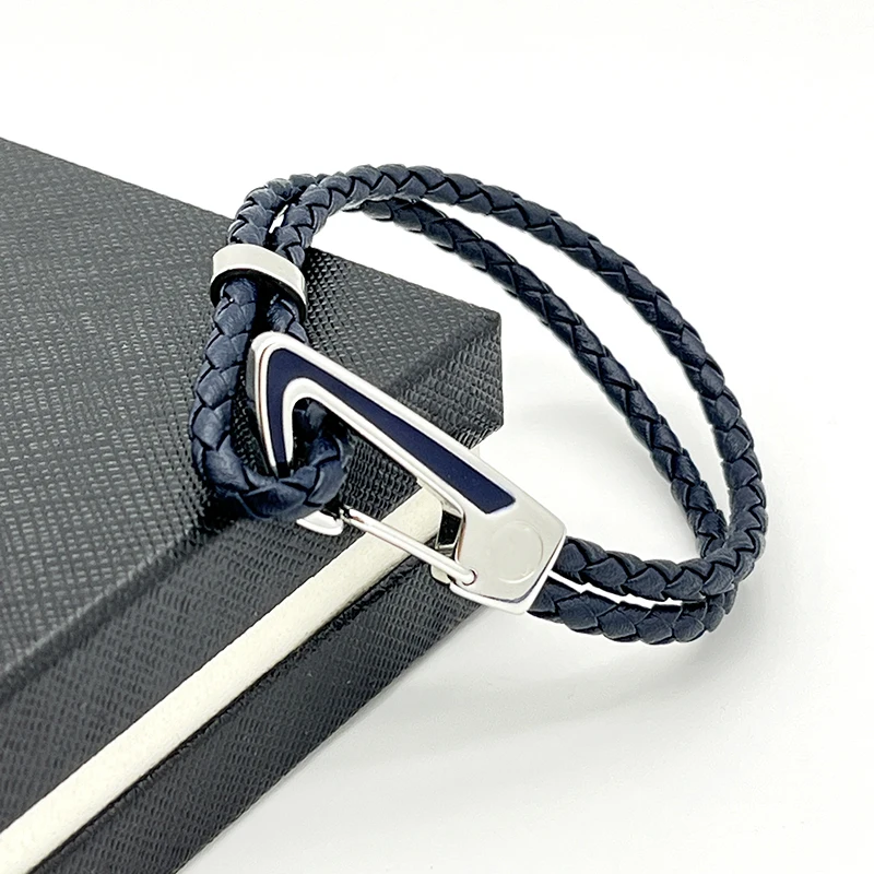 LAN MB Bracelet Luxury Designe Blue Black Oil Droplets Lobster Clasp PU Leather With Six Star Couple Rope