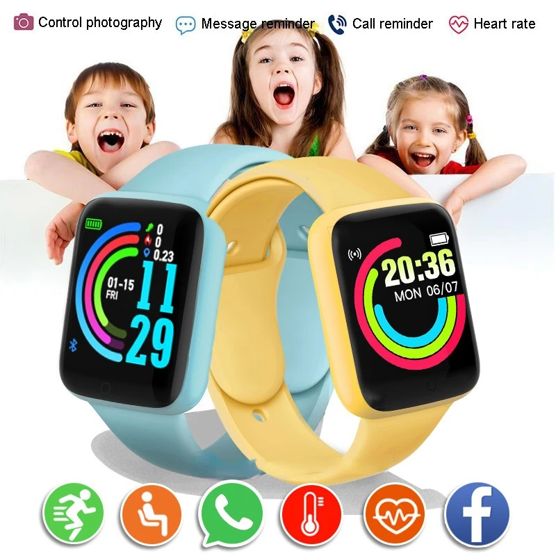 Детские Смарт-часы y68 для фитнеса, Детские Смарт-часы для девочек и мальчиков, Смарт-часы для студентов, водонепроницаемые спортивные цифровые Смарт-часы