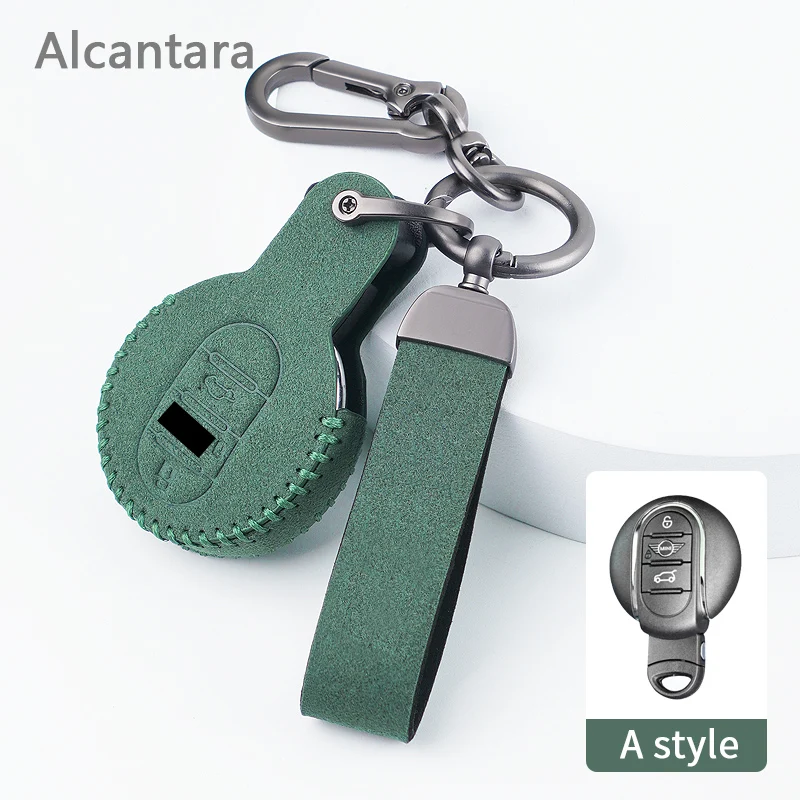 

For Mini One JCW Countryman Cooper F55 F56 R60 WORKS R59 Alcantara Suede Leather Car Remote Key Case Cover TT Accessories