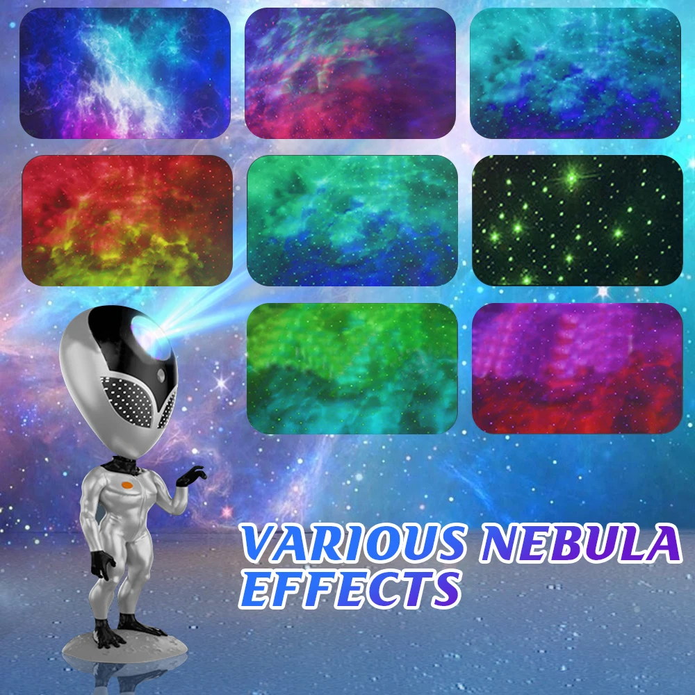 

Галактический проектор звездного неба, ночные светильники, инопланетная лампа, вращающийся на 360 ° проектор небула, комнатный декор, домашн...