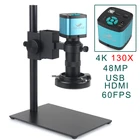 Промышленный Цифровой видеомикроскоп 48 МП 4K 2K HDMI VGA + зум 130X C-образное Крепление объектива USB светодиодная кольцесветильник для ремонта пайки