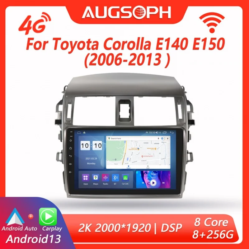 

Android 13 Car Radio for Toyota Corolla E140 E150 2006-2013, 9inch 2K Multimedia Player with 4G Carplay & 2Din GPS