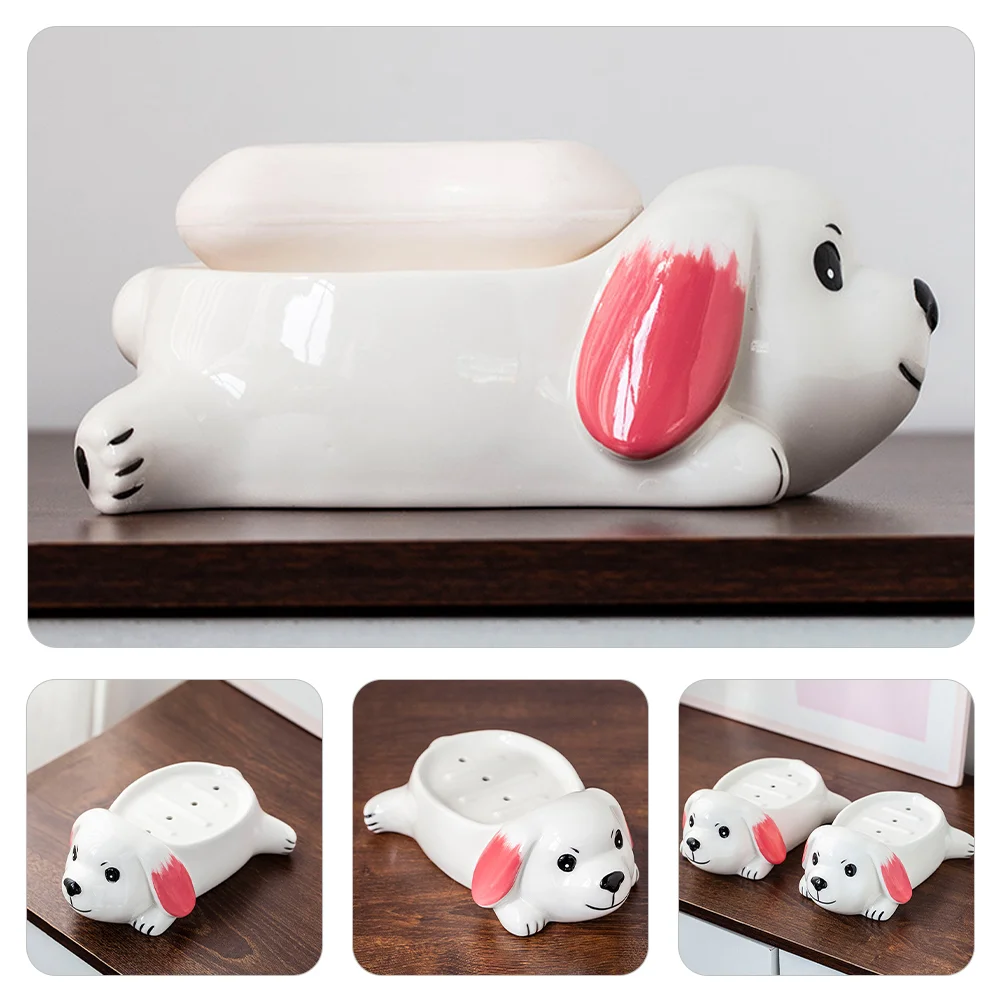 Милая керамическая маленькая собачка столешница сливной держатель для мыла