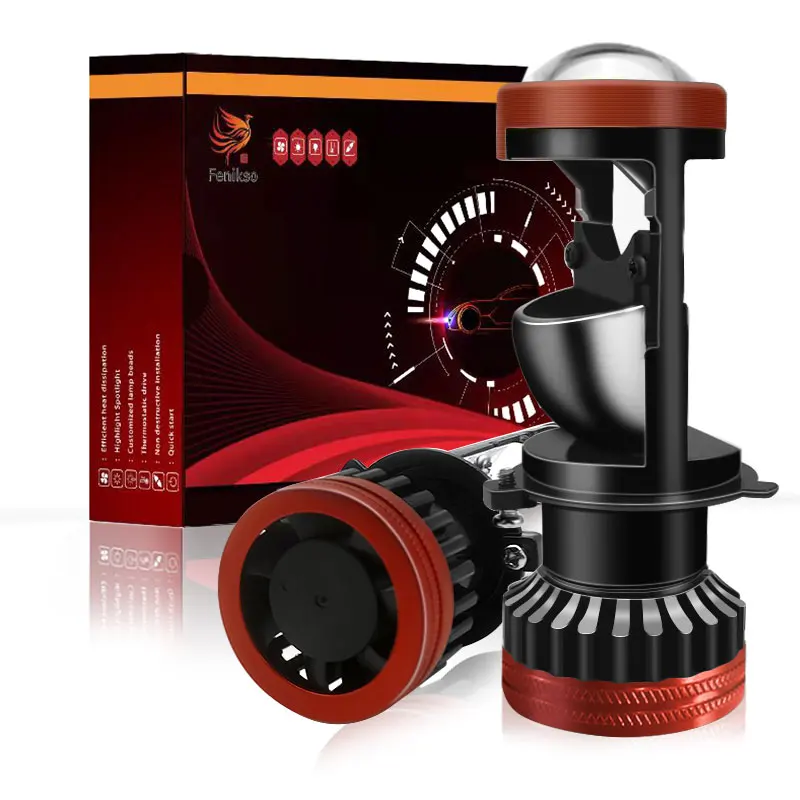 

H4 led projector lens bulb with CANBUS fan 6000K white DC12V DC24V 60W high power IP 68 led headlight H4 led car Hi/Lo beam,2PCS