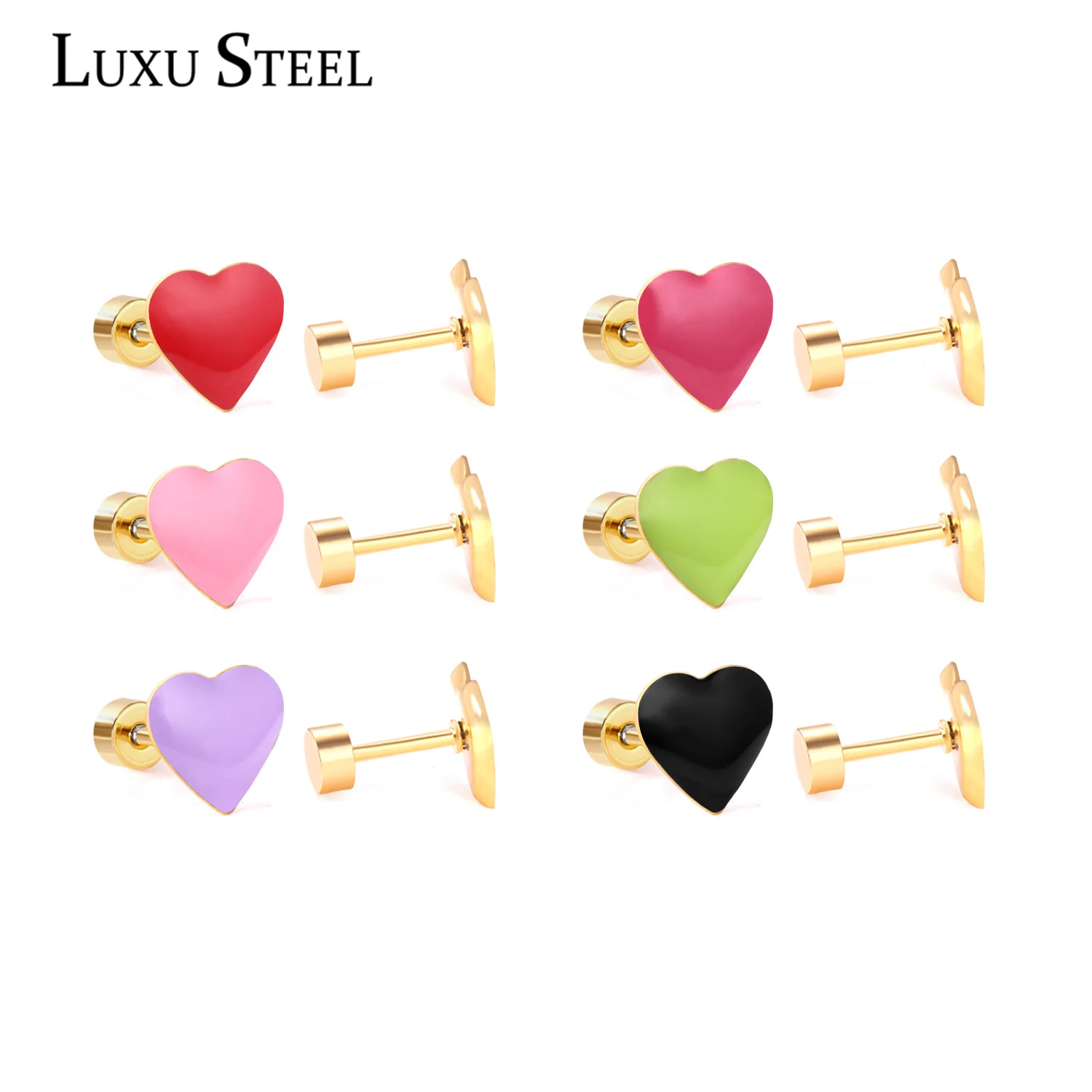 

Роскошные романтические наборы, оптовая продажа, подвески, 12 пар разных цветов, серьги-гвоздики в форме сердца, винтовые ювелирные изделия д...