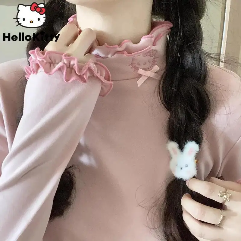 Женская зимняя Мягкая футболка с вышивкой и длинным рукавом