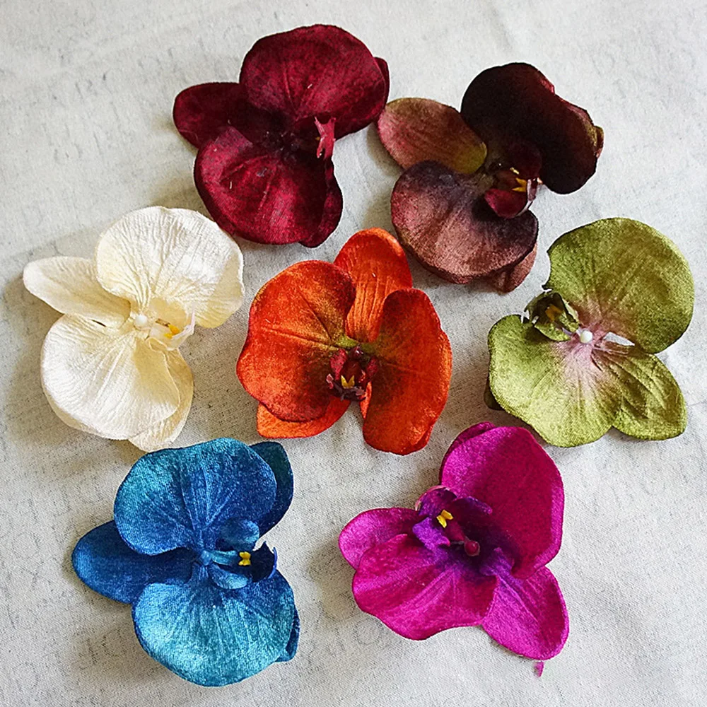 

10Pcs Artificial Orchid Flowers Head Fake Orchid for Home Wedding Headdress Wreath Decorated DIY Craft Artificial Phalaenopsis