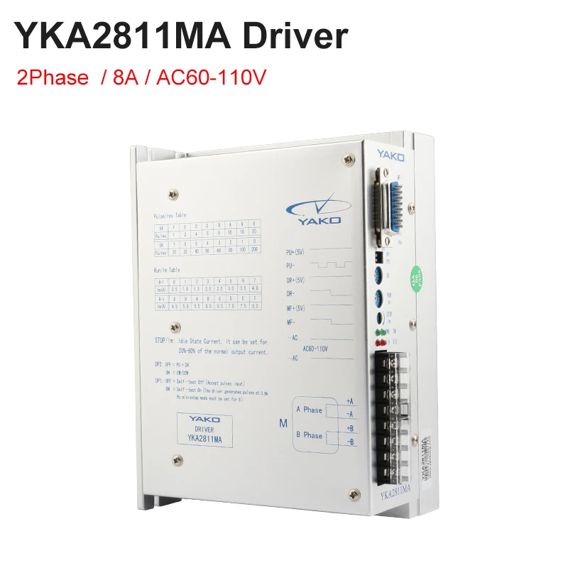

YAKO YKA2811MA Stepper Motor Driver AC60-110V 8A 2-Phase Stepper Driver For CNC Milling Machine Engraving Nema 34 Motor