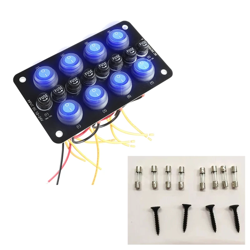 

Зарядное устройство с USB разъемом, 8 позиций, электрическая розетка, ВКЛ./ВЫКЛ., переключатель, панель для автомобиля RV