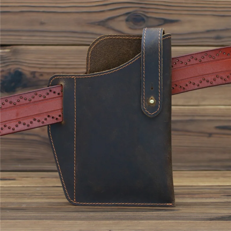 Waistpack New Vintage Mobile Phone Bag Crazy Horse Leather Men's Vertical Top Layer Cowhide Source