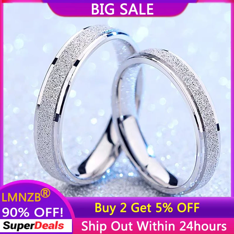 

LMNZB Original 100% Tibetan Silver Couple Rings For Women Men Lovers' Frosted Design Anniversary Wedding Band Fashion Jewelry