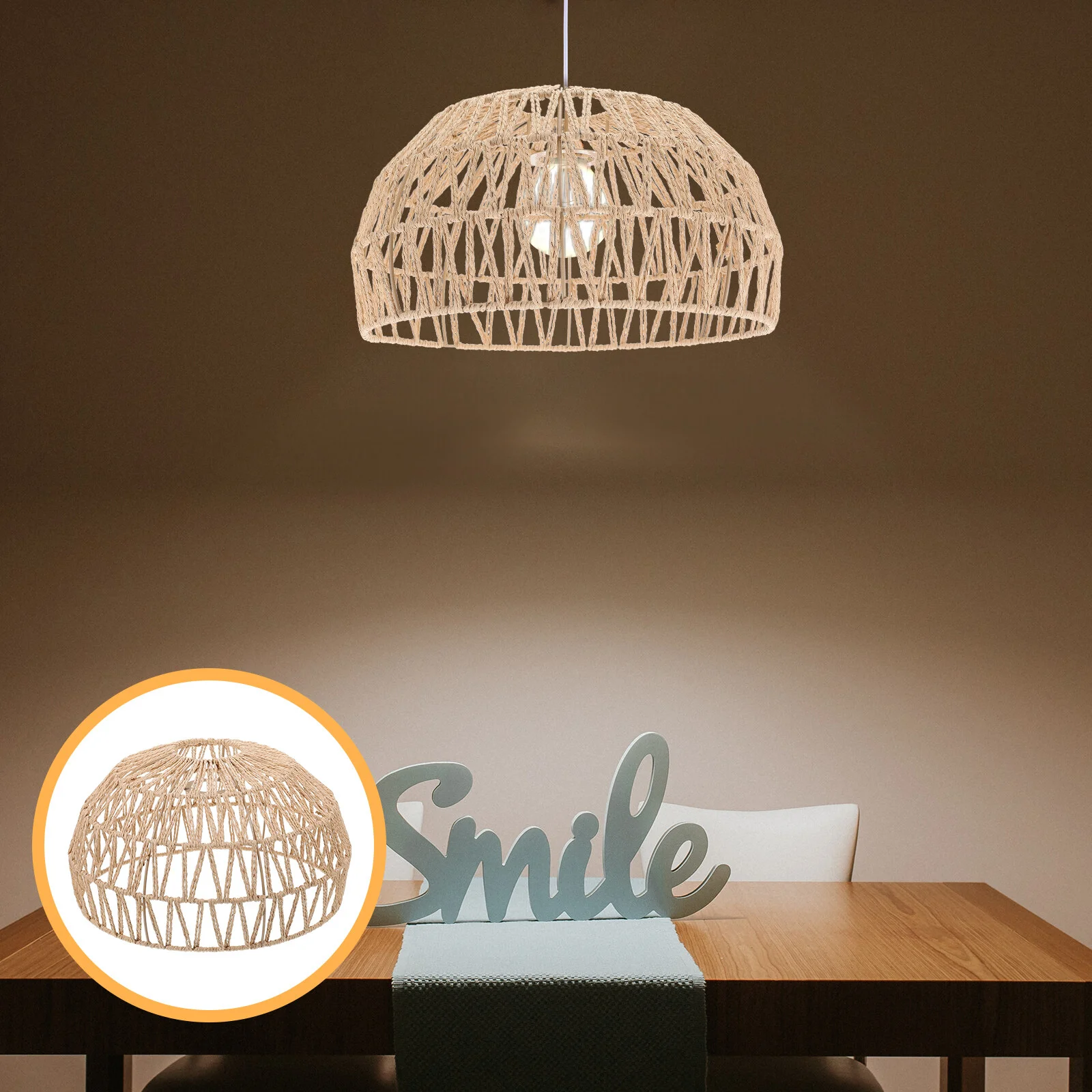 

Rustic Lantern Lamps Table Light Shade Retro Style Accessory Paper Rope Indoor Cover Twine Drum Lampshade Replacement