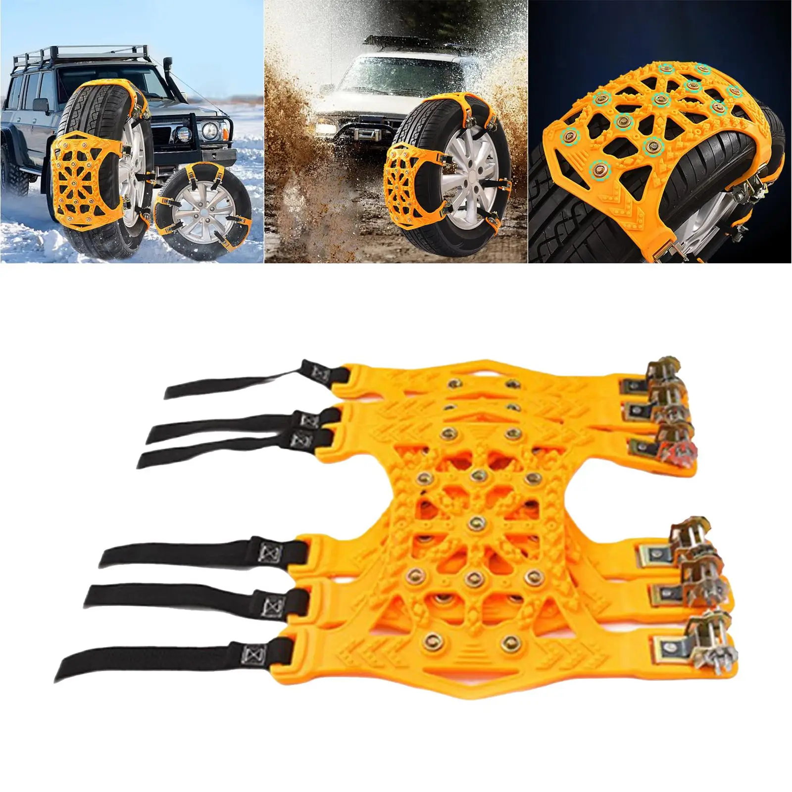 

3 Pieces Tire Chains Applicable Tire Width 165-265mm for Emergency Wheel