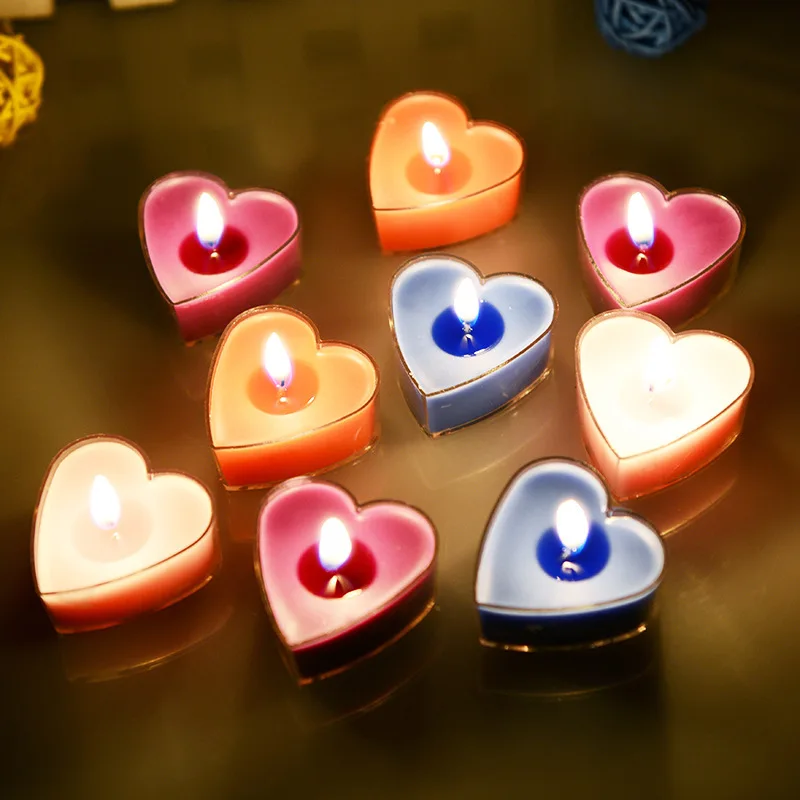 

9pcs Valentine's Day romantic proposal confession tea wax exquisite heart-shaped scented candle scented candle in pvc box