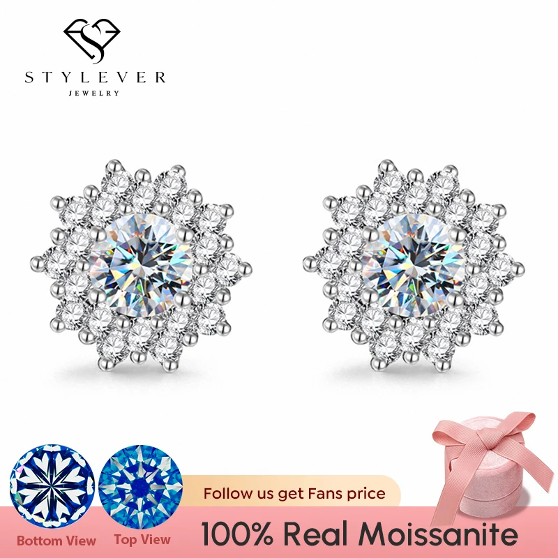 

Stylever 0.5CT Wedding Moissanite Diamond Sun Flower Stud Earrings for Women 925 Sterling Silver Certified Luxury Fine Jewelry