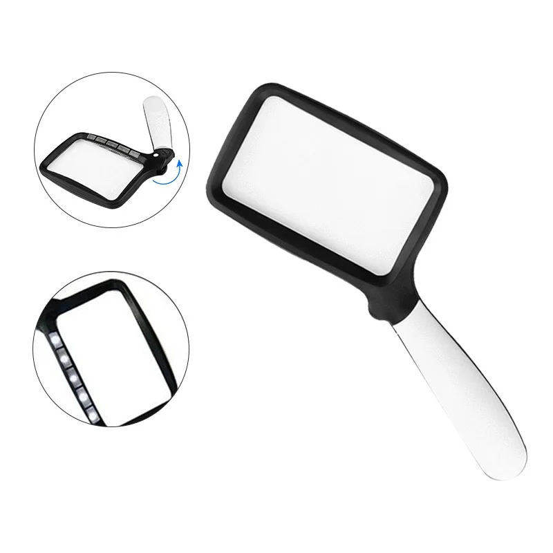 45/90Pcs 5Led Magnifier Glass Light Handheld Foldable 3X Magnifying Lights Seniors Elderly Reading Repair Newspaper Optical Lens