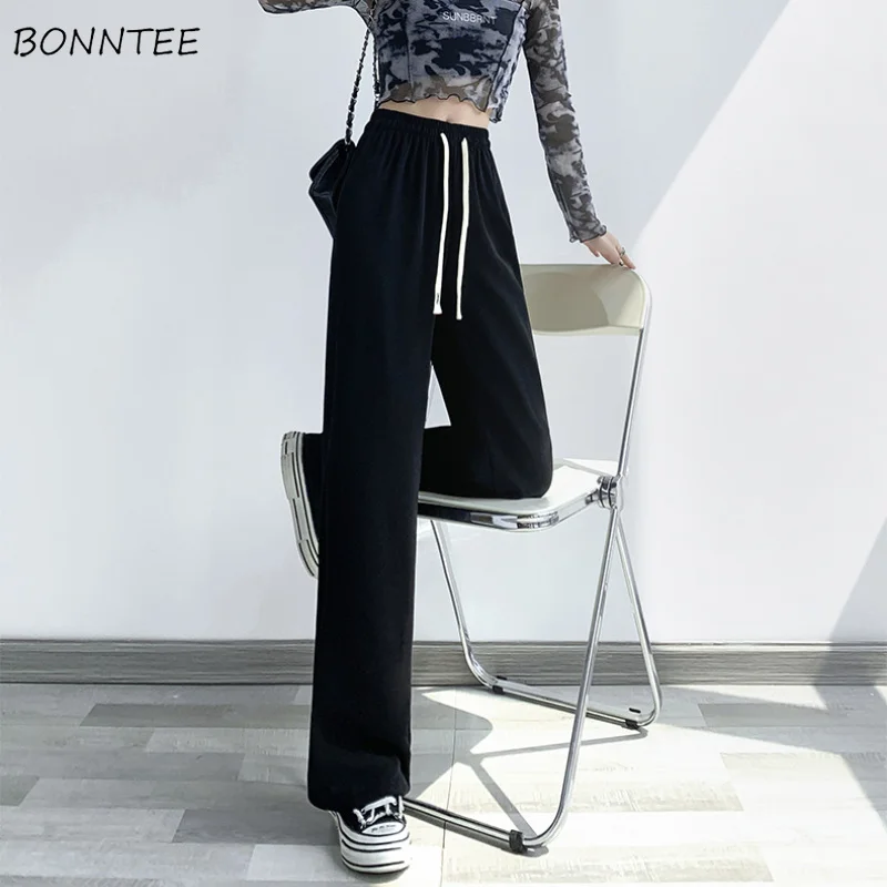 

Casual Pants Women Design Cool High Waisted Loose Candy Color Wide Leg Schoolgirls Young Trousers Mujer Tender Cozy Ulzzang Ins