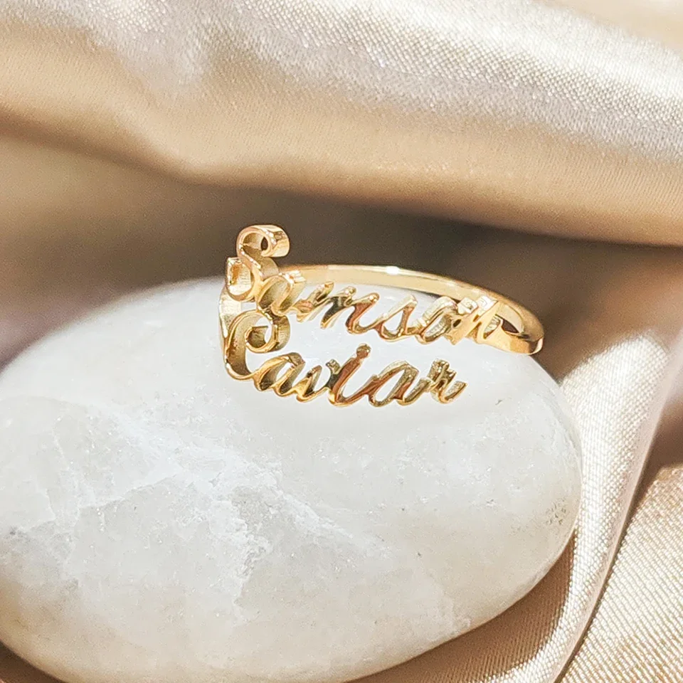 Женское кольцо с именем на заказ для женщин золотого цвета персонализированным