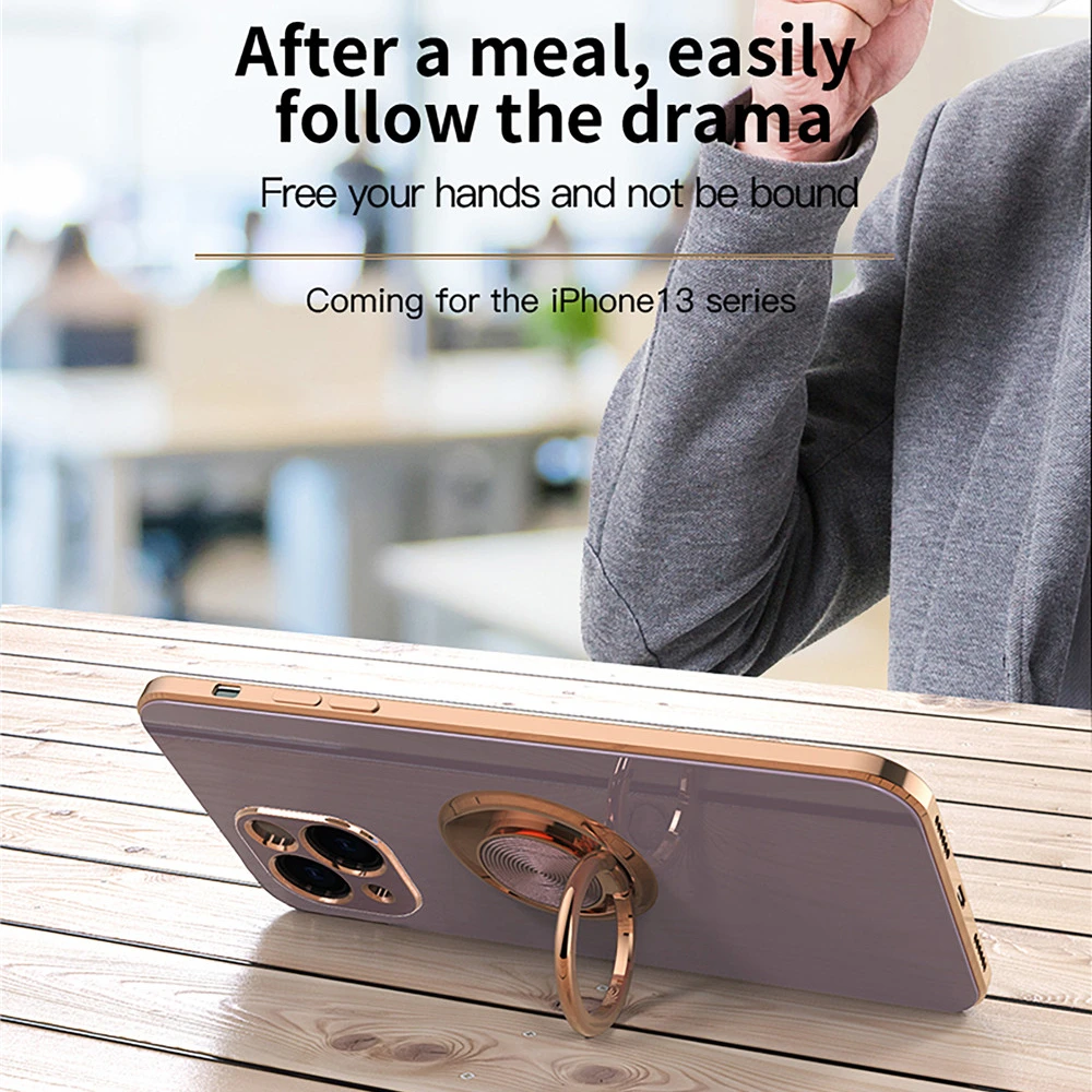 Мягкий силиконовый чехол для iPhone 13 12 Mini 11 Pro XS Max X XR 7 8 Plus SE 2 3 с кольцом-держателем