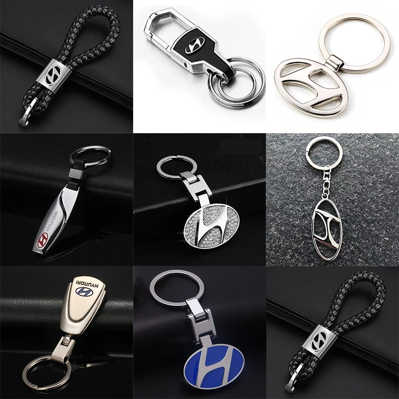 Автомобильный Стайлинг металлический кожаный брелок для ключей Hyundai Creta Accent Tucson