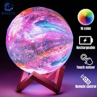 3d printing galaxy moon lamp moon night light kids night light 16 color change touch and remote control galaxy light as a gift