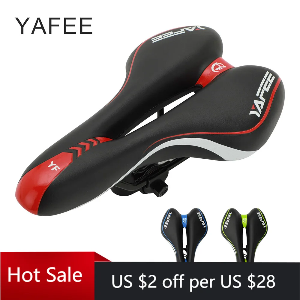 

YAFEE Shock Absorbing Hollow Bicycle Saddle Super Soft MTB Road Cycling Seat Bike Saddle Cushion for Women Men Bike Accessories