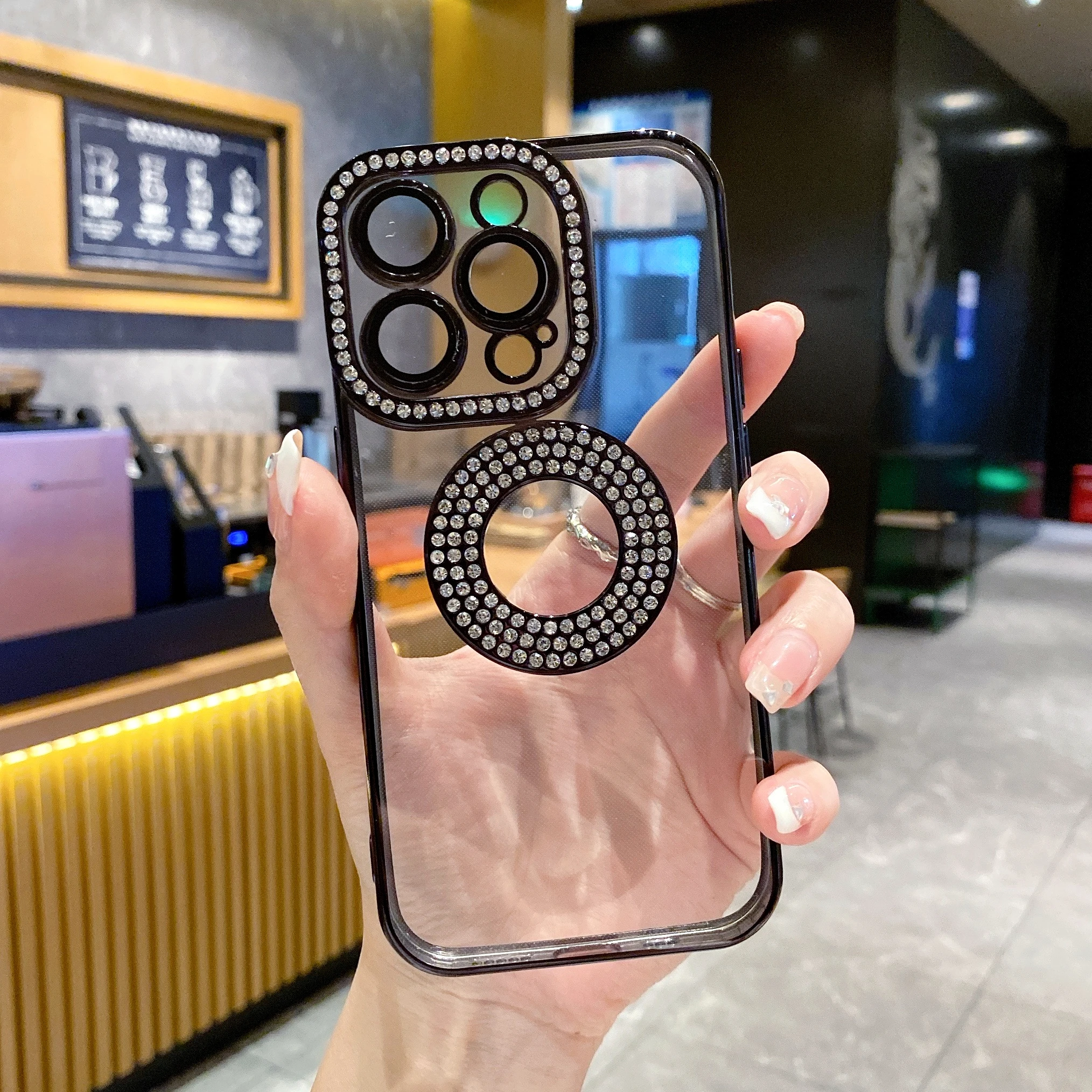 Блестящий бриллиантовый Прозрачный чехол для телефона iPhone 15 14 13 12 11 Pro Max