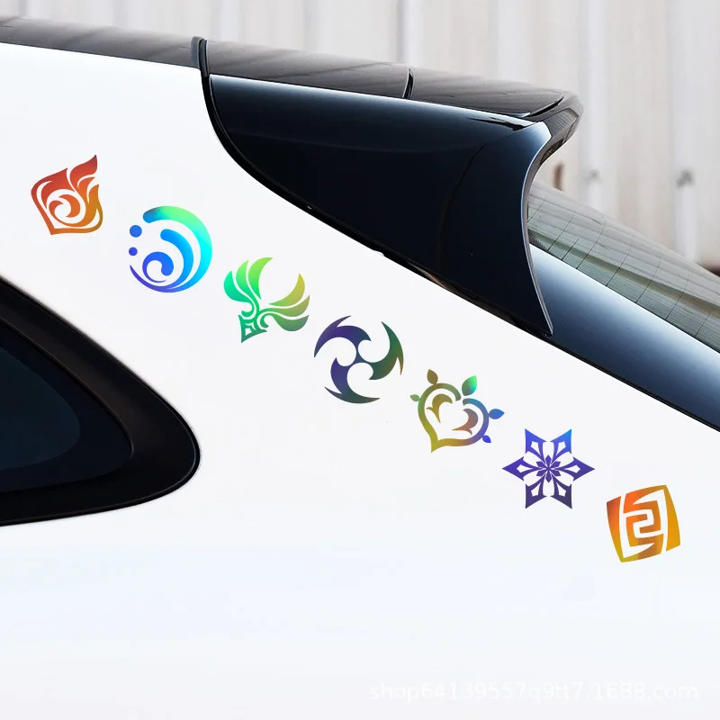

Yuanshen Seven Elements Logo Reading Article Body Sticker Car Anime Two-dimensional Decoration Car Sticker