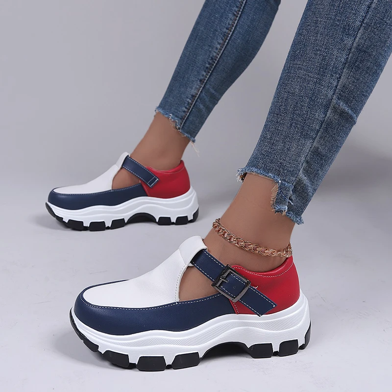 

Genuine Platform Panel Leather Women Sport Running Shoes Summer Fashion Casual Shoes Flats Breathable Women Sneakers 35-43