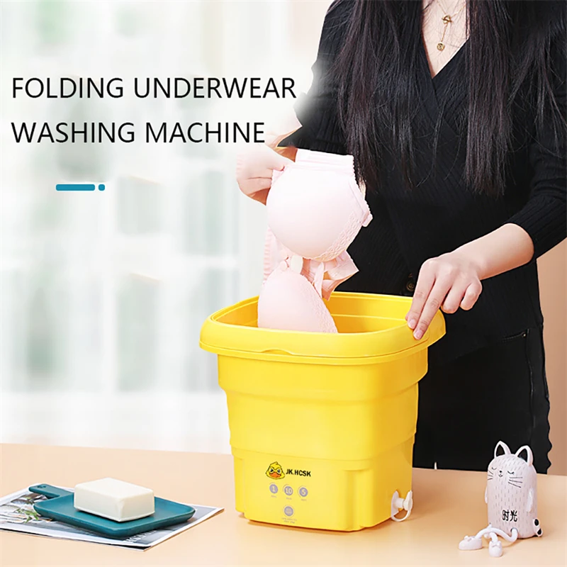 Mini Portable Washing Machine Laundry Full Automatic Dormitory Travel Home Underwear Folding Washing Machine 2.8L Capacity