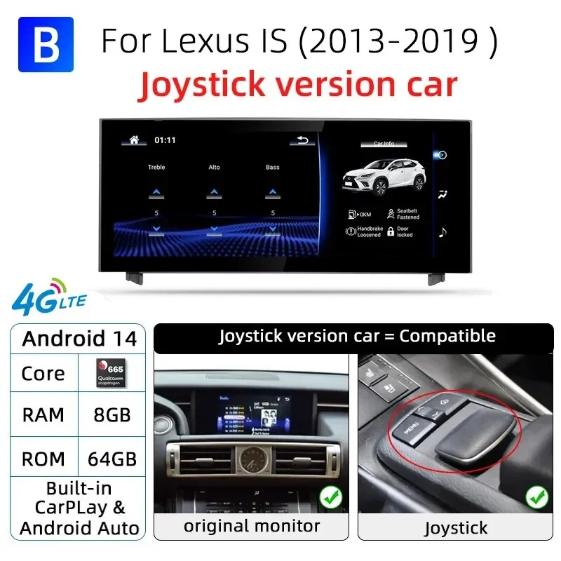 

Автомобильный радиоприемник Android 14 для Lexus IS RC 200 250 300 350 200t 300h 2013-2019 128 ГБ Мультимедийный видеоплеер CarPlay Авторадио 4G