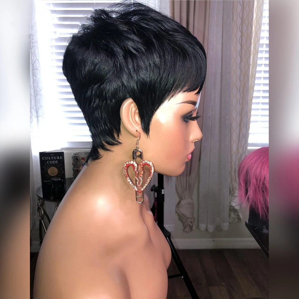 

Cool Style Mono Lace Top Short Bob Wig With Bangs Straight Brazilian Hair Wigs For Women Glueless Cheap Human Hair Wigs Free Par