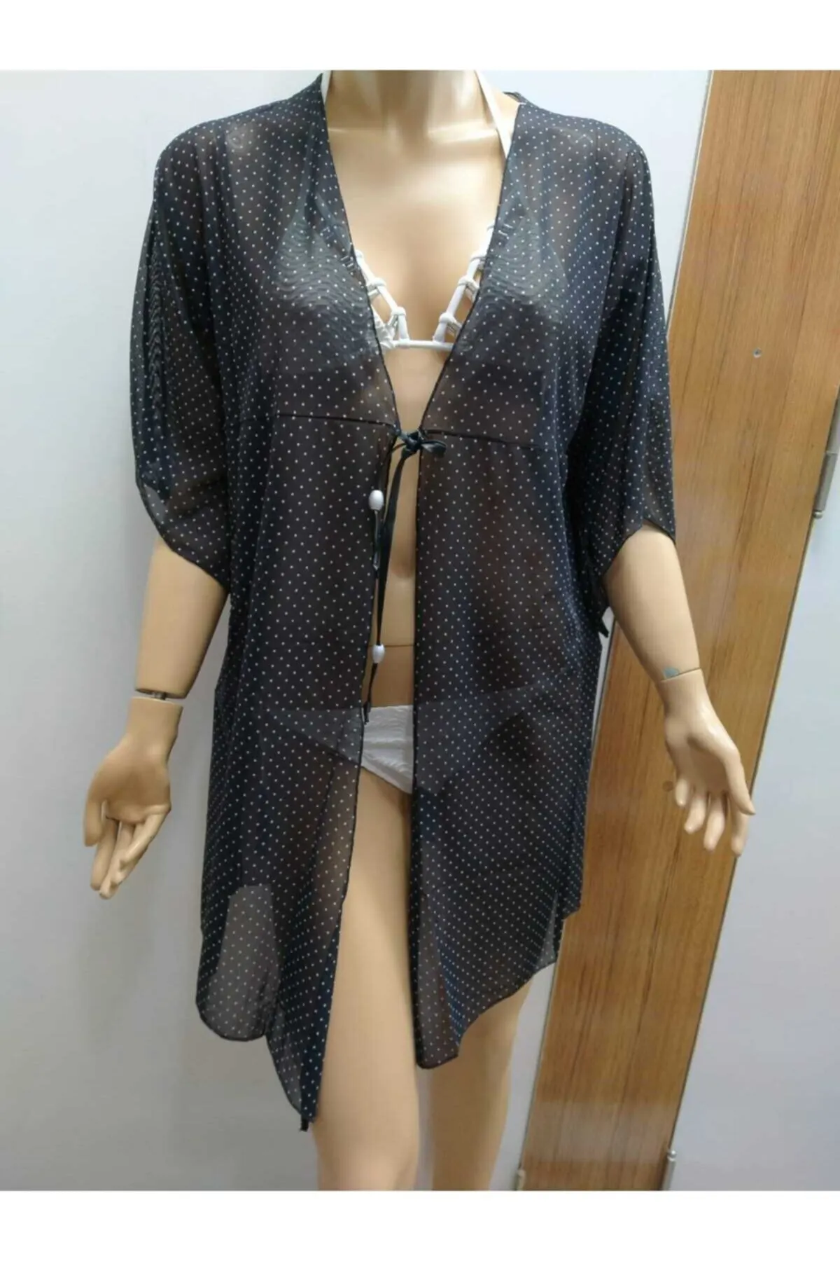

Women's Pareo Polka Dot Tulle Swimwear Cover Up Dress Sexy Tunic Suit Beachwear Female Beach Bikini Cover Loose Mini Dress
