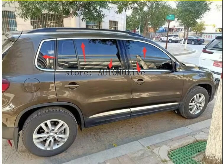 10 шт. декоративные полоски из нержавеющей стали для окон Vw Volkswagen Tiguan 2011 2012 2013 2014 2015