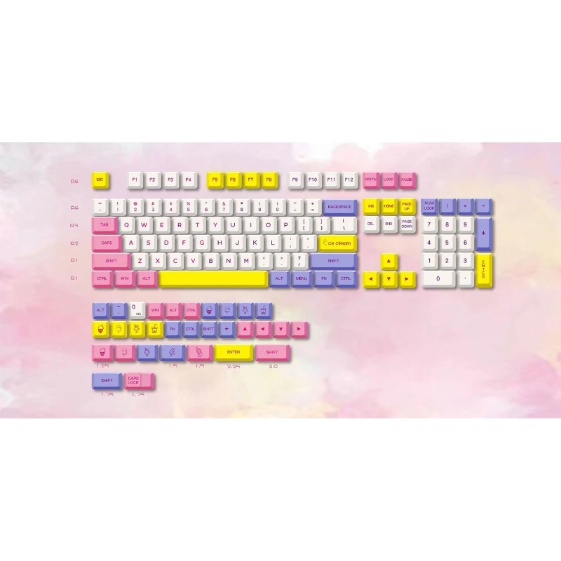 

Ice Cream Keycap High Content PBT XDA Height Dye Sublimation Keycap Set of 135