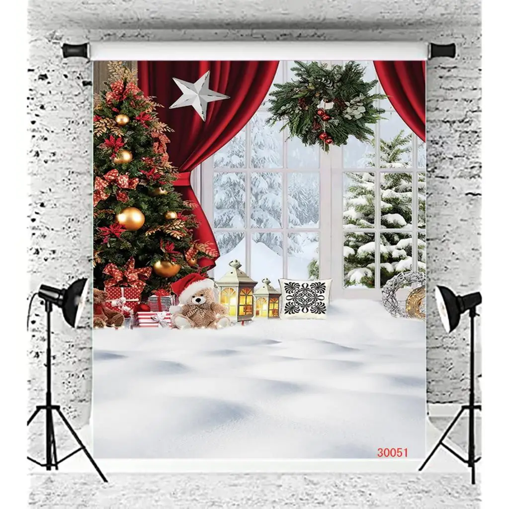 SHUOZHIKE Christmas Tree Photography Backdrop Snow Gift Party Decor Kids Banner Background Holiday Photo Studio Prop DN-01