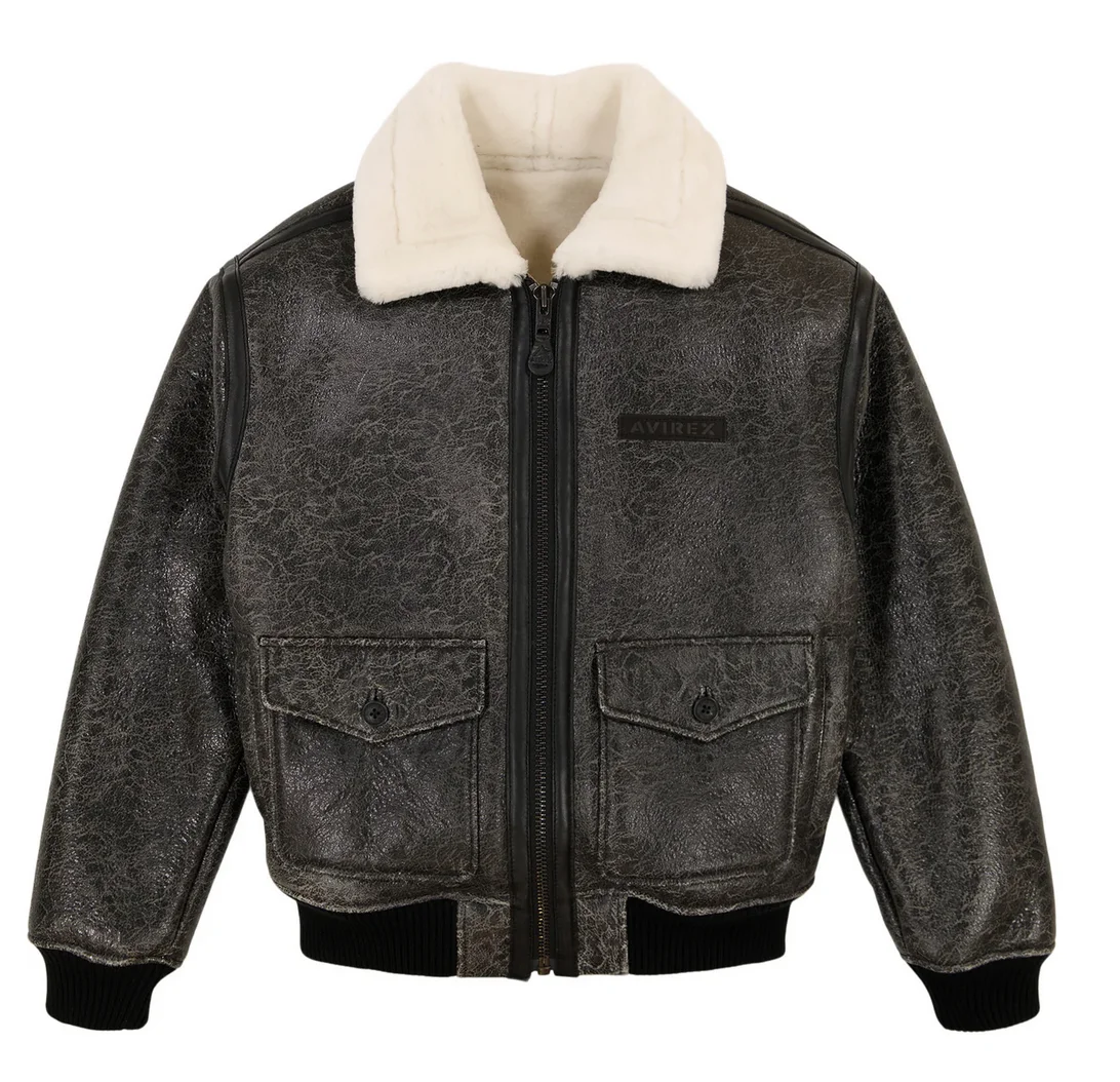 AVIREX осенний новый список европейский мех из овечьей кожи мужская теплая