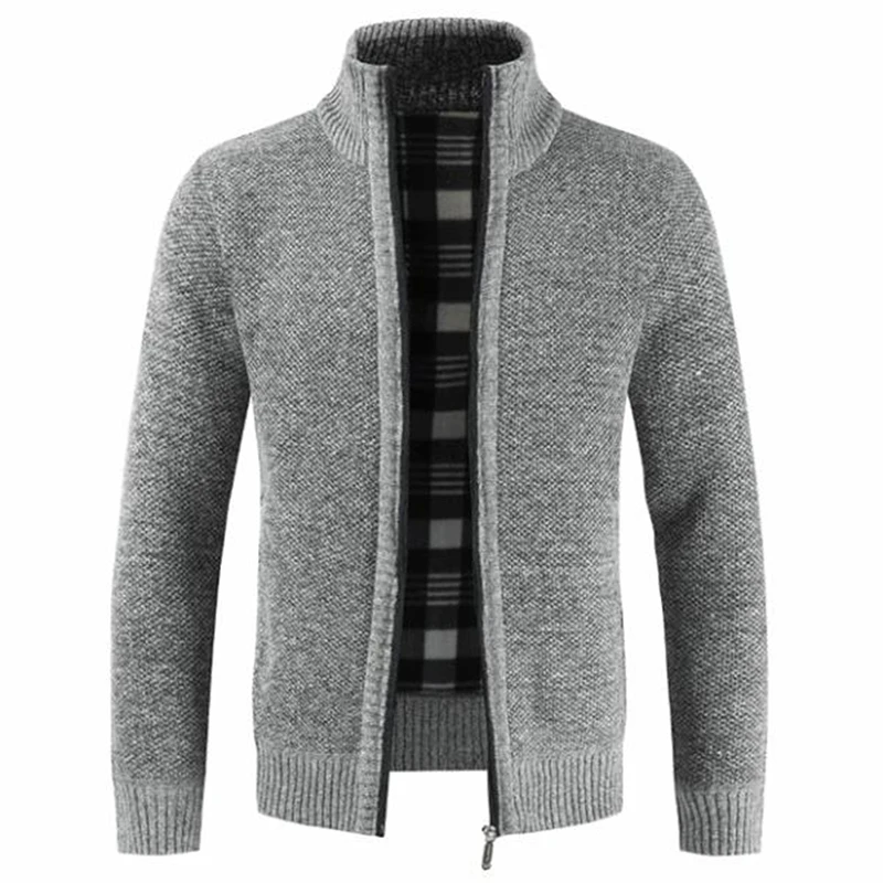 

2023 Autumn Winter New Men's Jacket Slim Fit Stand Collar Zipper Jacket Men Solid Cotton Thick Warm Jacket Men