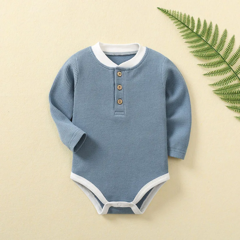 

Детские боди, модная одежда для малышей, комбинезон для мальчиков и девочек из 100% хлопка, плотные, специальные ребра, вафельная ткань, джемпер с длинными рукавами для новорожденных