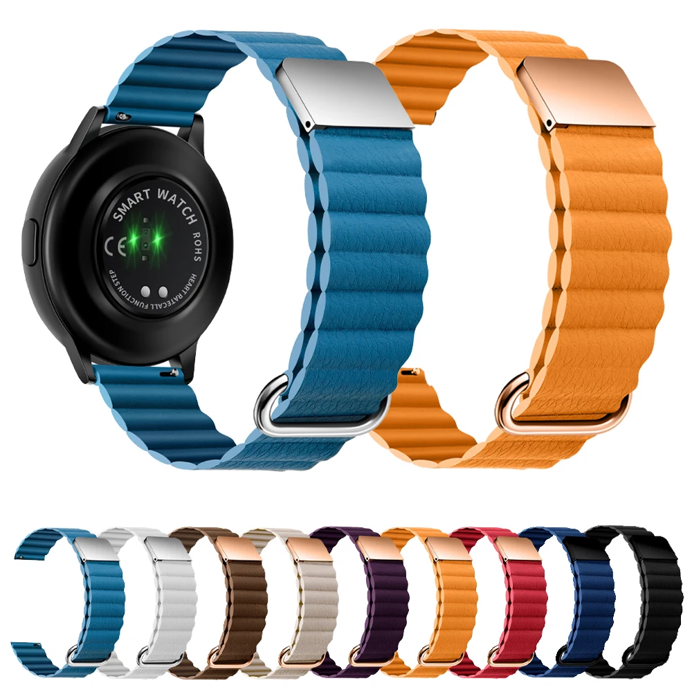 

Кожаный ремешок для Samsung Galaxy Watch 4 Classic 46 мм 42 мм металлический магнитный ремешок Watch4 44 мм 40 мм 3 Active2 20/22 мм браслет