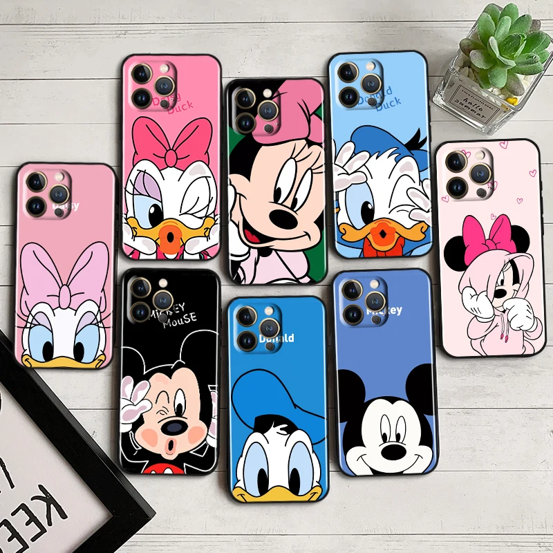 

Mickey Minnie Couple Black Phone Case For iPhone 14 13 12 Mini 11 XS Pro Max X XR 8 7 6 Plus 5 SE 2020 Soft Cover Shell Capa