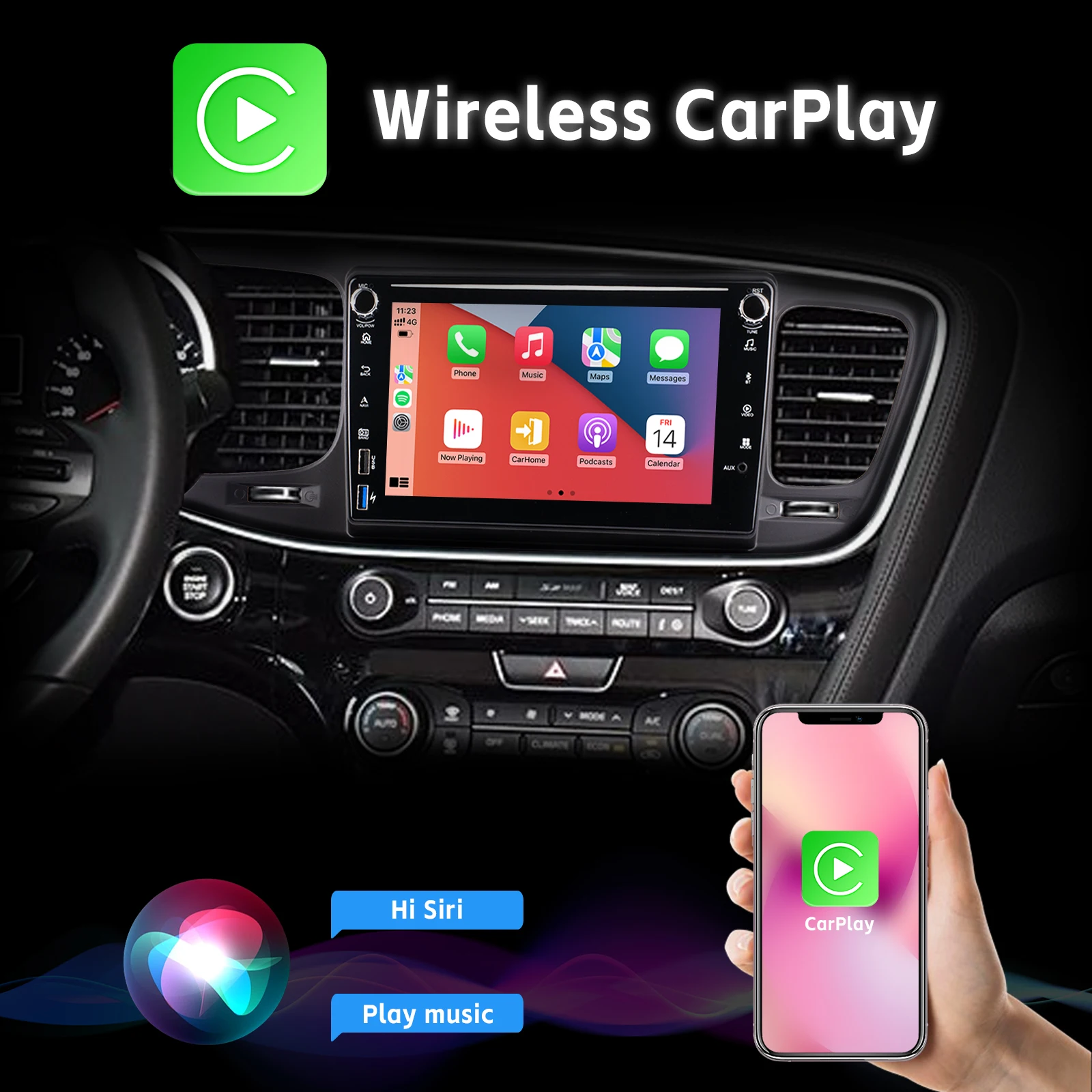 8-дюймовый автомобильный радиоприемник с беспроводной камерой Carplay Android Auto AHD для