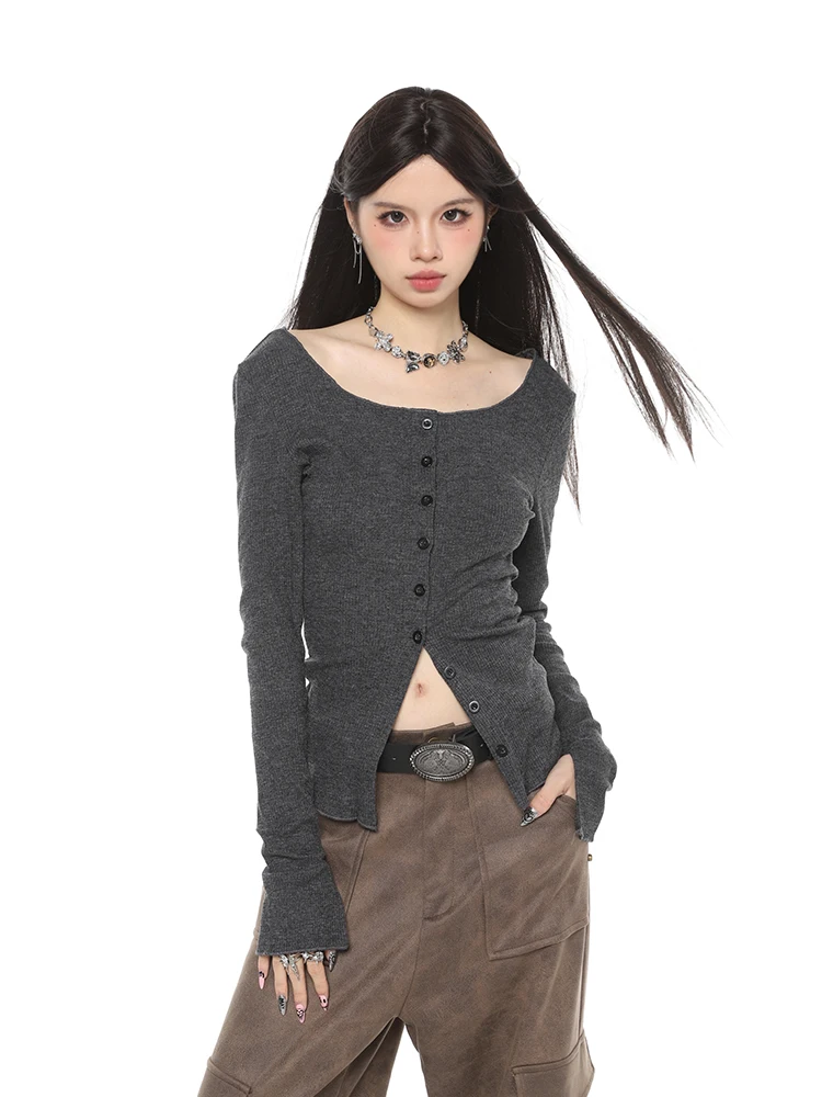 Женский трикотажный однобортный Кардиган Hotsweet повседневный Однотонный свитер с