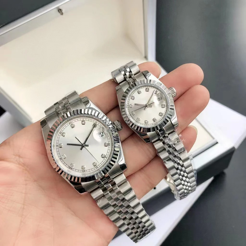Top high quality luxury brand women mens Couple Watch date just Automatic mechanical waterproof 316L sapphire crystal aaa gift