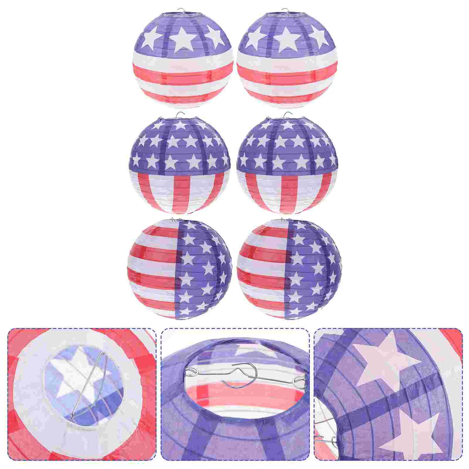 

6pcs American Flag Paper Lantern Foldable Hanging Lanterns Decor Party Supplies
