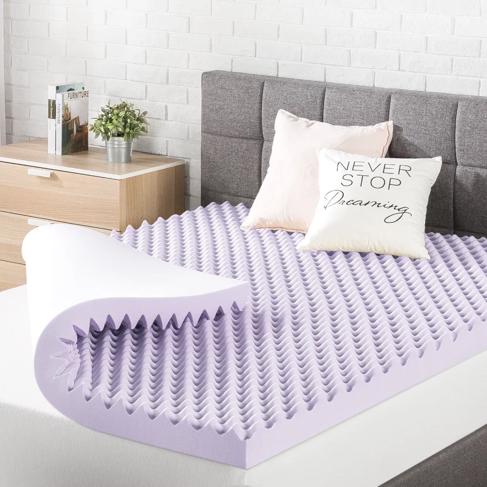 

Mellow 3" Memory Foam Egg Crate Mattress Topper with Lavender Infusion, Queen