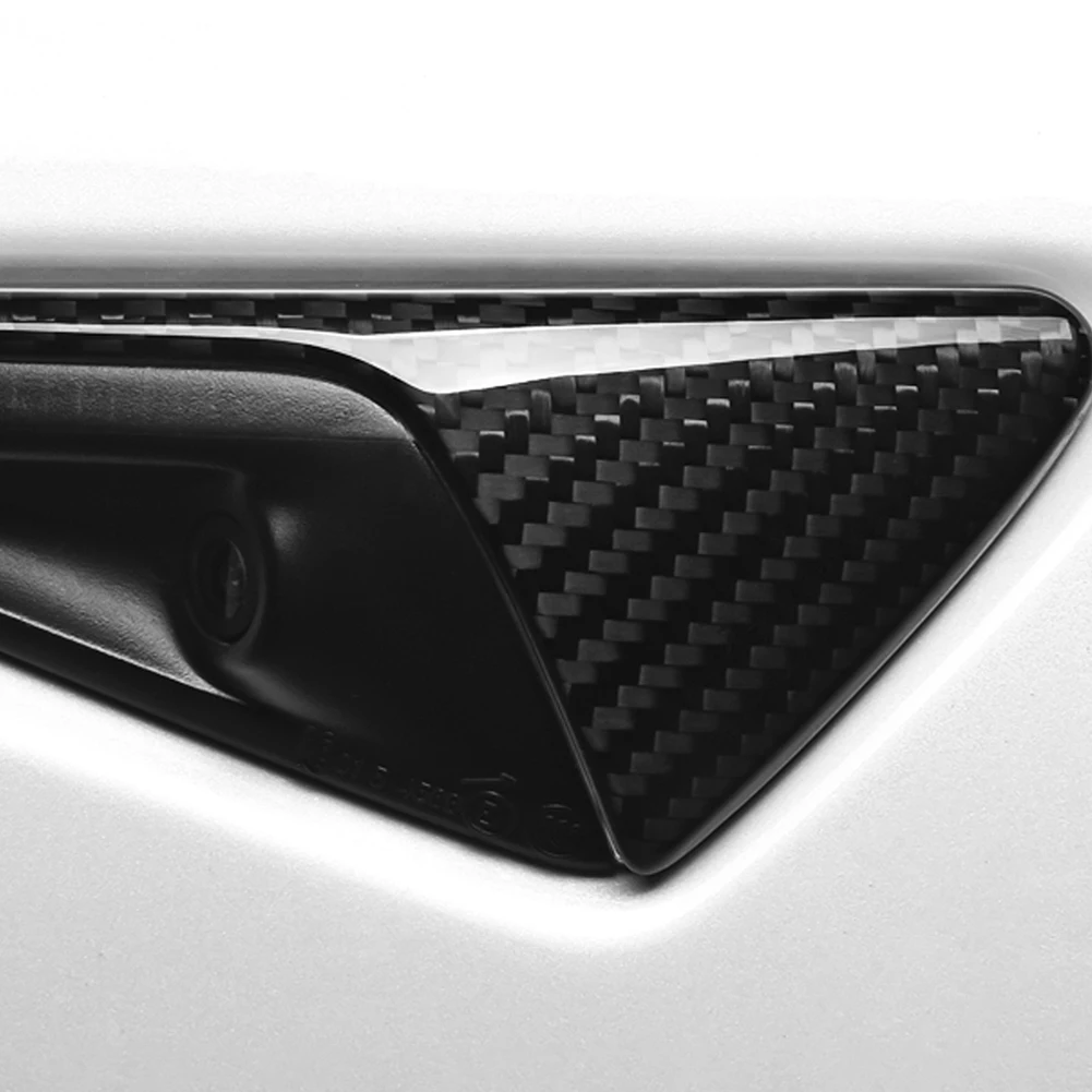 

2pcs Dirt-resistant For Tesla Model 3 Model Y 2018-Up Camera Cover Trim Side Fender Anti-corrosion Real Carbon Fiber