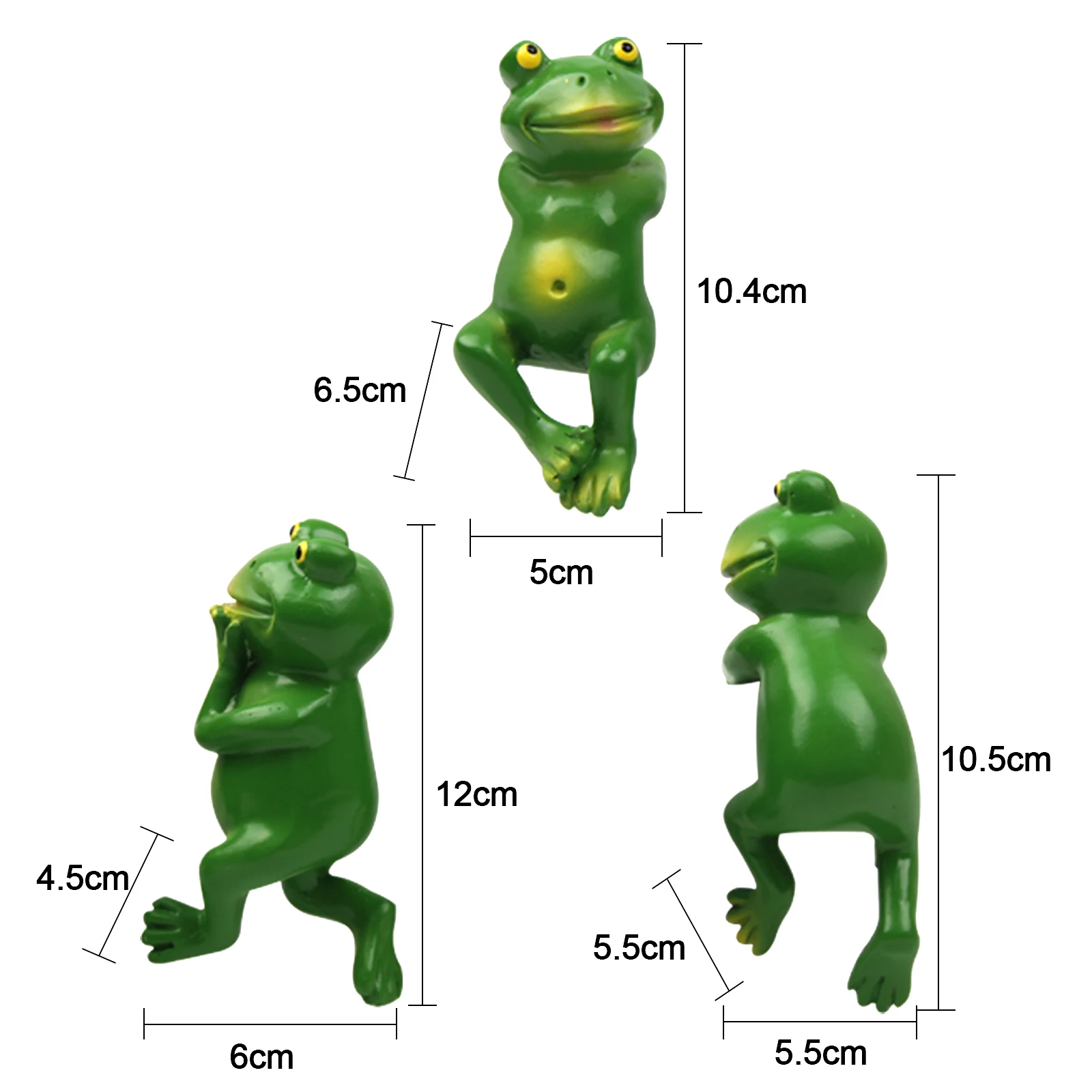

3pcs Garden Art Bonsai Decoration Cartoon Animal Resin Frog Hanging Pot Climbing Jar