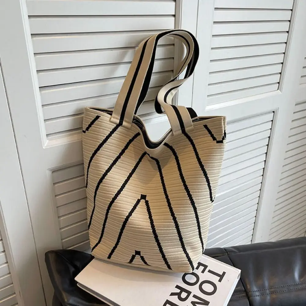 Двойная вязаная дизайнерская сумка с большой вместительностью и шелковой